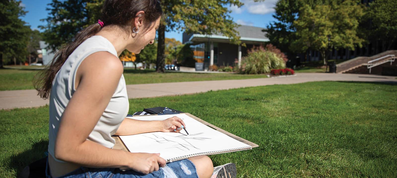 Student working in the drawing and painting studio.